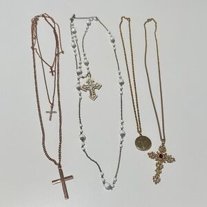🍏 Bundle of 4 Religious Cross Necklaces